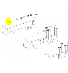 vetro superiore porta anteriore 1410x396mm mercedes a6286742710