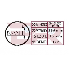 corona volano dm 343,5/386 sp 15 denti 127 iveco 4602203 503476031