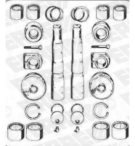 Complessivo revisione perni fusi per 2 RUOTE con cuscinetti  iveco 1904805