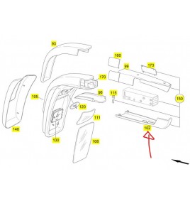 coperura posteriore inferiore braccio specchio retrovisore dx tourino mercedes a6298111718