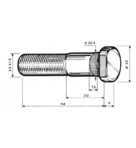 colonnina fissaggio ruota 22X64 IVECO 42064819 - 42064818 - 42127260