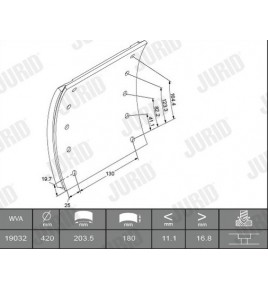 kit segmenti/ganasce freno a tamburo dm 420 sp 17,8 L 180 jurid 303910 renault 5000823921 5000814836