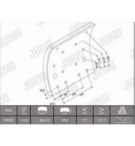 serie ganasce freno 1°magg jurid 19091 iveco 2992005 410252712991759 2991760